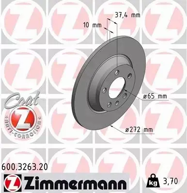 ZIMMERMANN TARCZE HAMULCOWE TYŁ 600.3263.20 