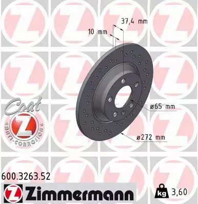 ZIMMERMANN TARCZA HAMULCOWA 600.3263.52 