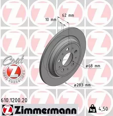 ZIMMERMANN TARCZE HAMULCOWE TYŁ 610.1200.20 