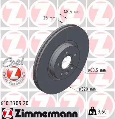 ZIMMERMANN TARCZE+KLOCKI P VOLVO V40 II 320MM 