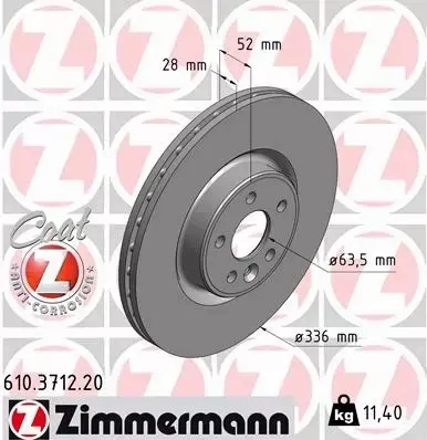 ZIMMERMANN TARCZE+KLOCKI P VOLVO S60 II V60 336MM 