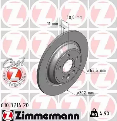 ZIMMERMANN TARCZE HAMULCOWE TYŁ 610.3714.20 