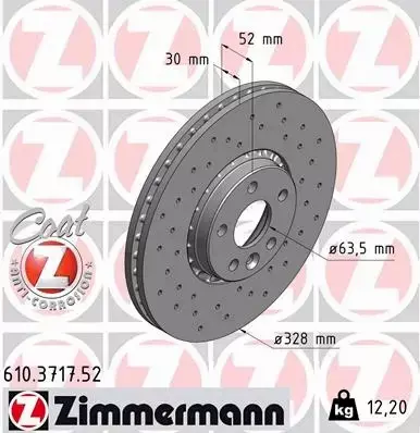 ZIMMERMANN TARCZE HAMULCOWE SPORT PRZÓD 610.3717.52 