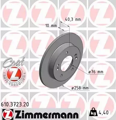 ZIMMERMANN TARCZE HAMULCOWE TYŁ 610.3723.20 