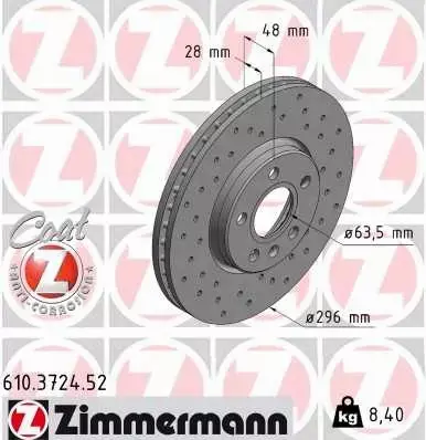 ZIMMERMANN TARCZA HAMULCOWE SPORT 610.3724.52 