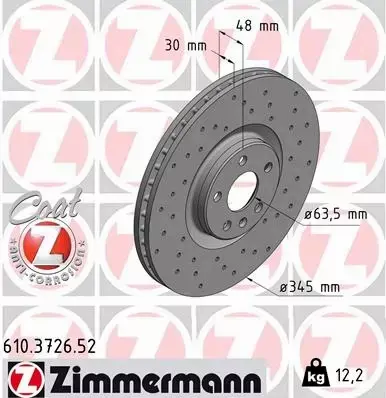 ZIMMERMANN TARCZE HAMULCOWE SPORT PRZÓD 610.3726.52 