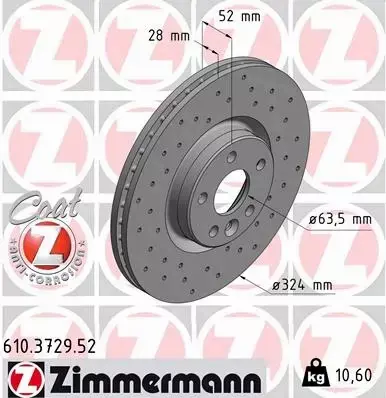 ZIMMERMANN TARCZE HAMULCOWE SPORT PRZÓD 610.3729.52 