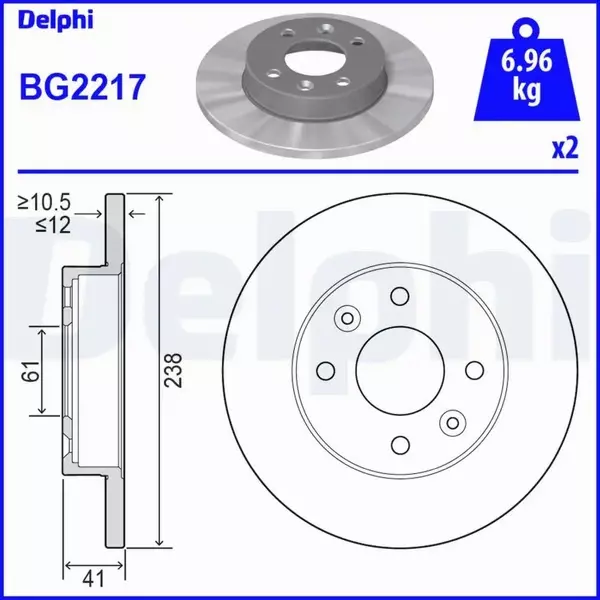 DELPHI TARCZE HAMULCOWE PRZÓD BG2217 