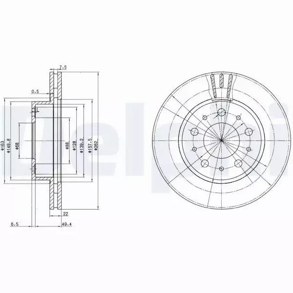 DELPHI TARCZE HAMULCOWE PRZÓD BG2425C 