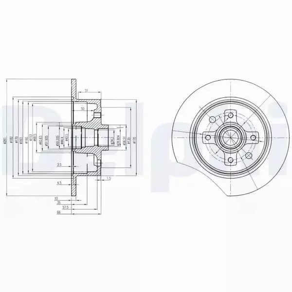 DELPHI TARCZE HAMULCOWE TYŁ BG2571 