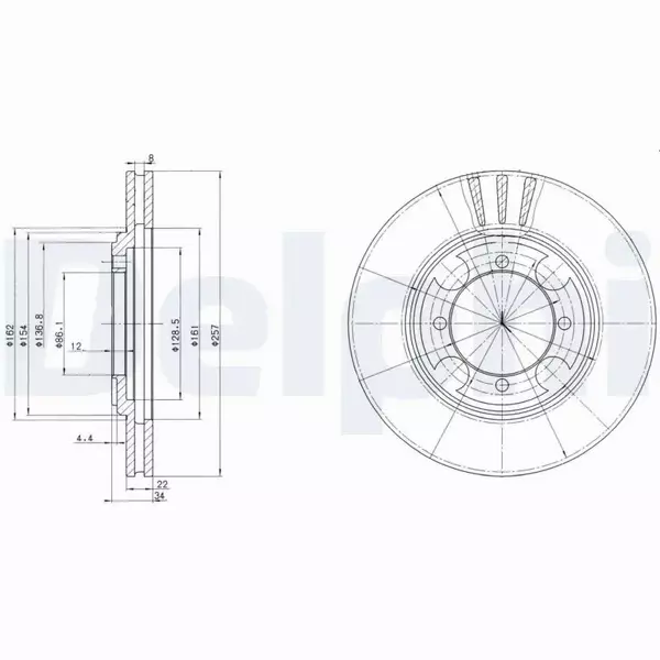 DELPHI TARCZE HAMULCOWE PRZÓD BG2628 