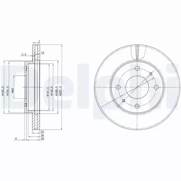 DELPHI TARCZE HAMULCOWE PRZÓD BG2657 