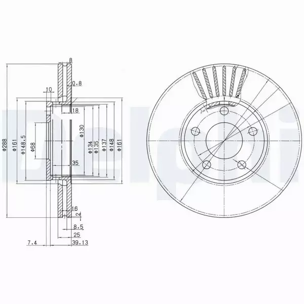 DELPHI TARCZE+KLOCKI PRZÓD A4 B5 B6 B7 A6 C5 SUPERB PASSAT B5 288MM 