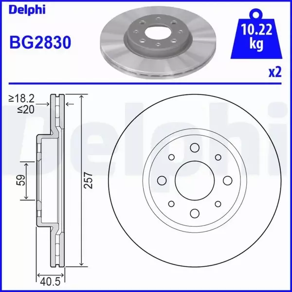 DELPHI TARCZE HAMULCOWE PRZÓD BG2830 