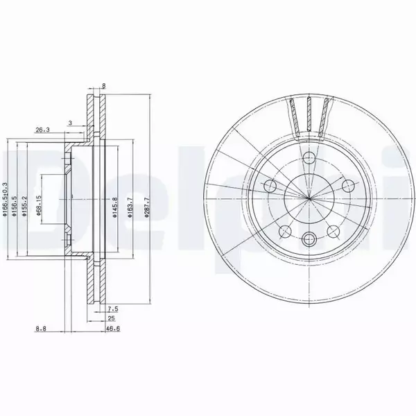 DELPHI TARCZE HAMULCOWE PRZÓD BG3025 