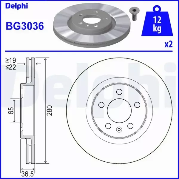 DELPHI TARCZE+KLOCKI PRZÓD VW GOLF IV BORA 280MM 