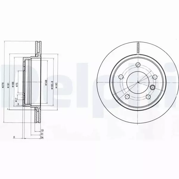 DELPHI TARCZE HAMULCOWE TYŁ BG3041 