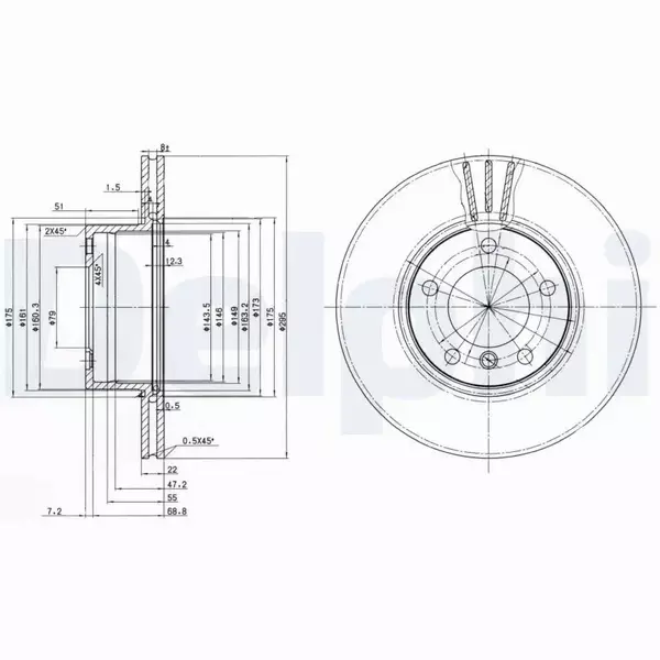 DELPHI TARCZE HAMULCOWE PRZÓD BG3043 