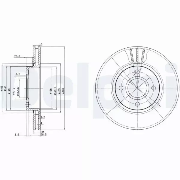 DELPHI TARCZE HAMULCOWE PRZÓD BG3056 