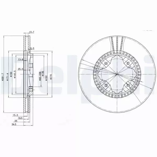 DELPHI TARCZE HAMULCOWE PRZÓD BG3063 