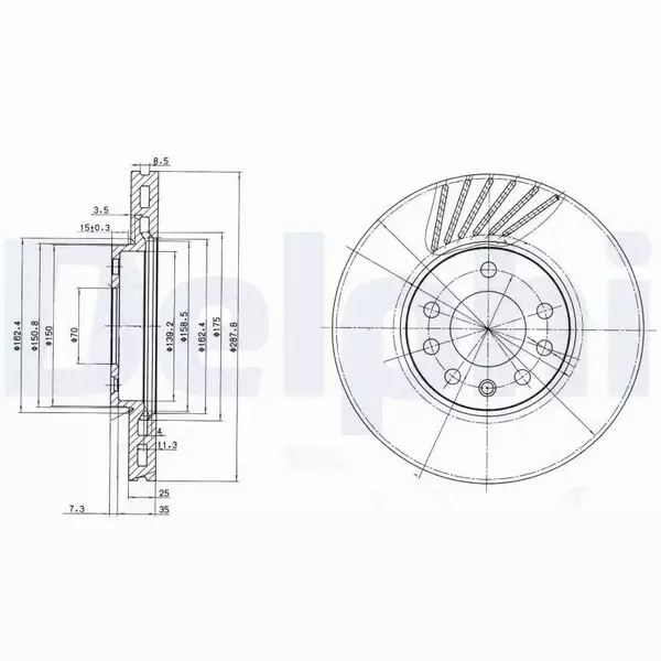 DELPHI TARCZE HAMULCOWE PRZÓD BG3142 