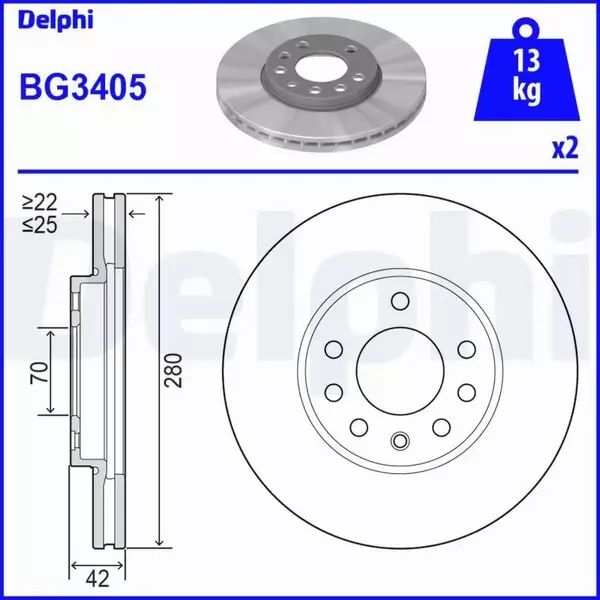 DELPHI TARCZE+KLOCKI PRZÓD OPEL ASTRA F G 280MM 