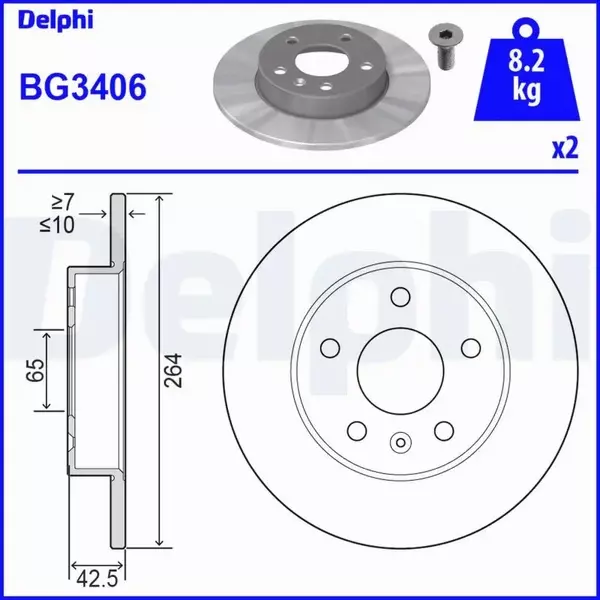 DELPHI TARCZE+KLOCKI TYŁ OPEL ASTRA G ZAFIRA A 264MM 