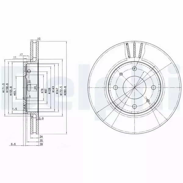 DELPHI TARCZE HAMULCOWE PRZÓD BG3501 