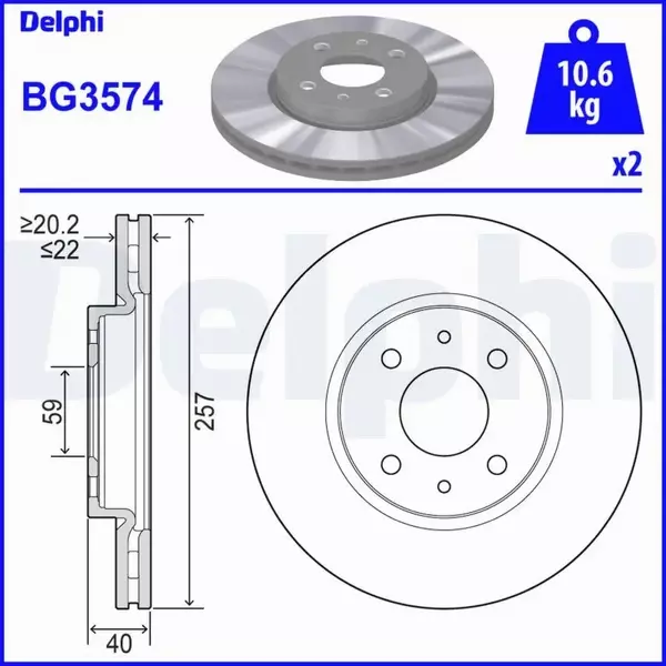 DELPHI TARCZE PRZÓD FIAT GRANDE PUNTO STILO IDEA 