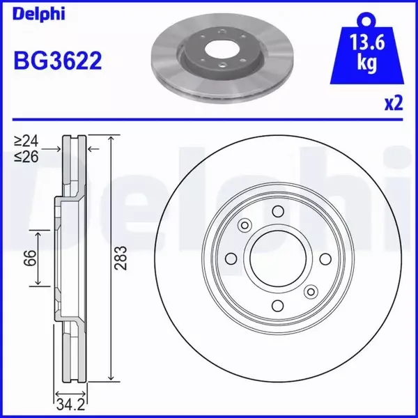 DELPHI TARCZA HAMULCOWA BG3622 