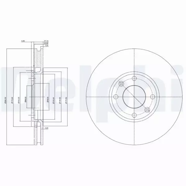 DELPHI TARCZE+KLOCKI PRZÓD PEUGEOT 207 307 283MM 