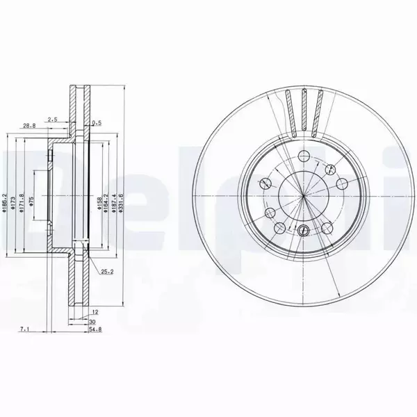 DELPHI TARCZE+KLOCKI PRZÓD BMW X3 E83 332MM 