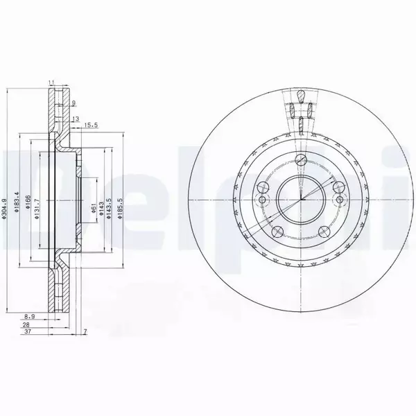 DELPHI TARCZE HAMULCOWE PRZÓD BG3685 