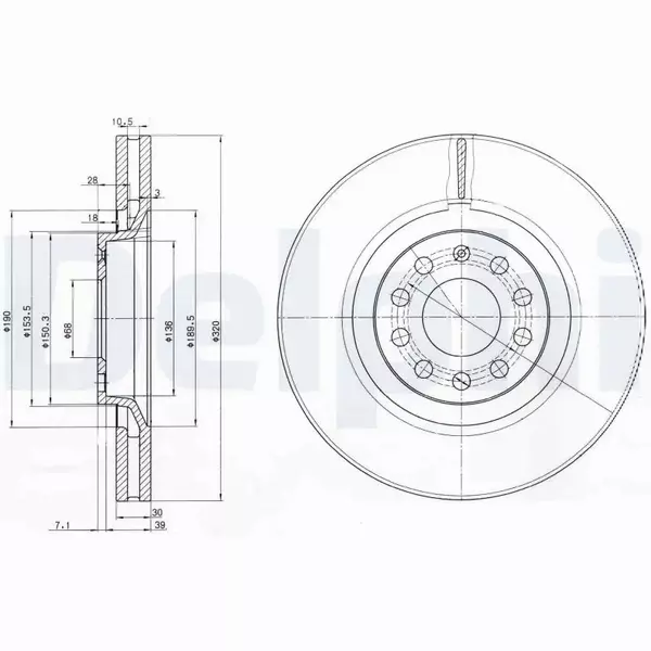 DELPHI TARCZE HAMULCOWE PRZÓD BG3714 