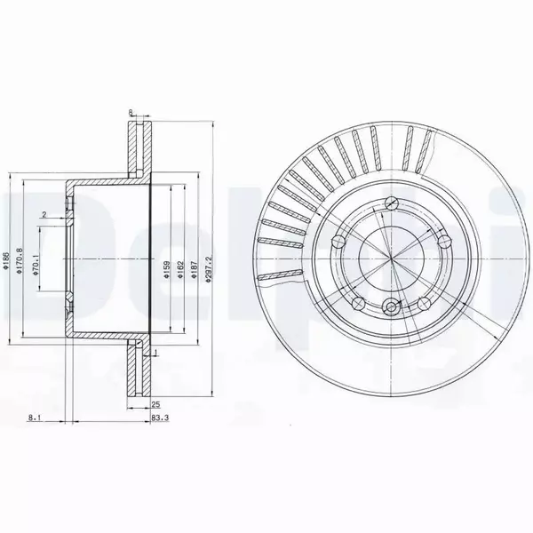 DELPHI TARCZA HAMULCOWA BG3737C 