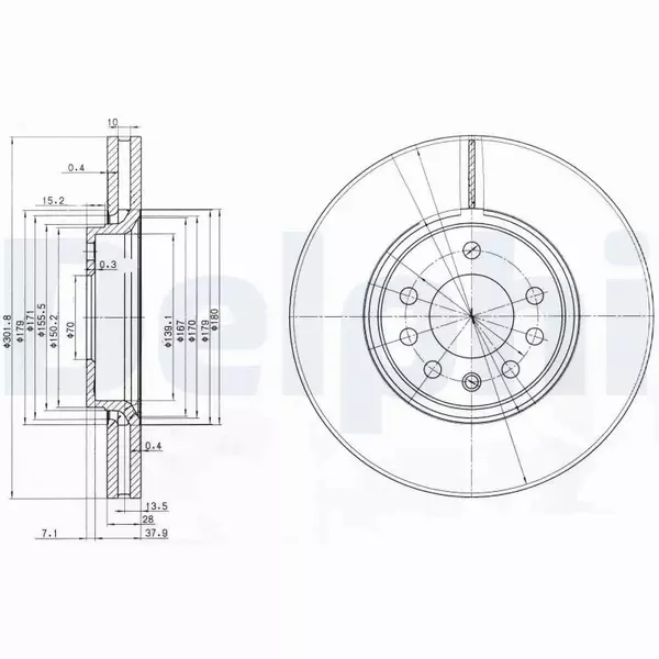 DELPHI TARCZE HAMULCOWE PRZÓD BG3772C 