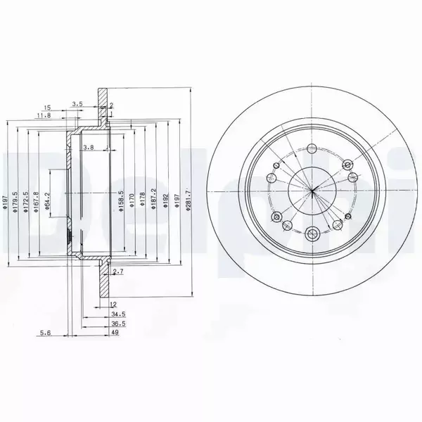 DELPHI TARCZE HAMULCOWE TYŁ BG3797 