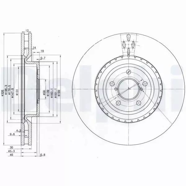 DELPHI TARCZE HAMULCOWE PRZÓD BG3818 