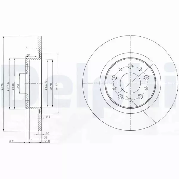 DELPHI TARCZE HAMULCOWE TYŁ BG3857 