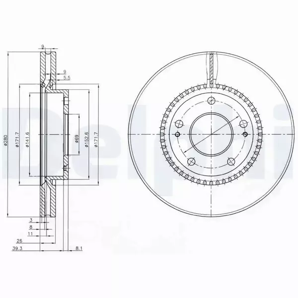 DELPHI TARCZE+KLOCKI PRZÓD KIA SPORTAGE JE 280MM 