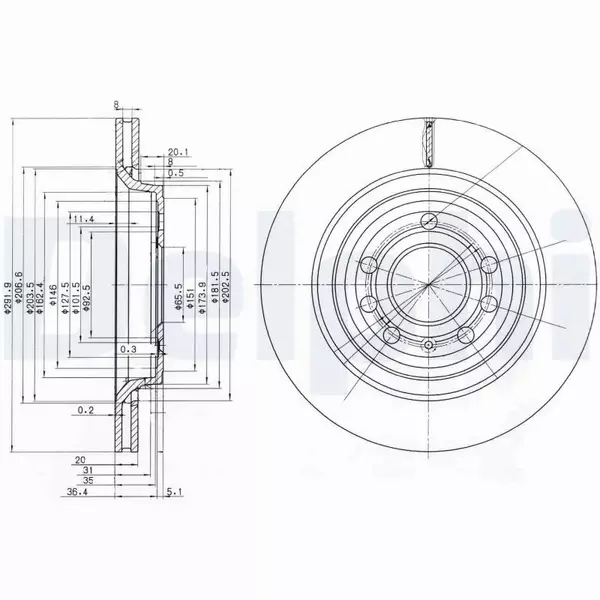 DELPHI TARCZE HAMULCOWE TYŁ BG3886C 