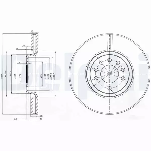 DELPHI TARCZE HAMULCOWE PRZÓD BG3973 