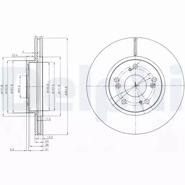 DELPHI TARCZE HAMULCOWE PRZÓD BG3980C 