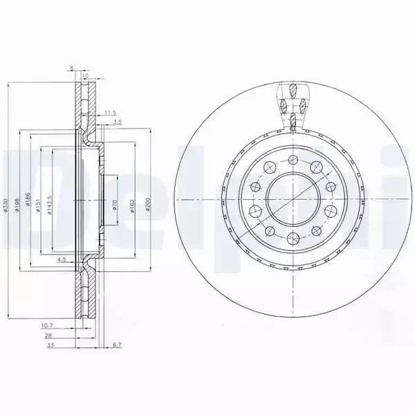 DELPHI TARCZE HAMULCOWE PRZÓD BG3993 