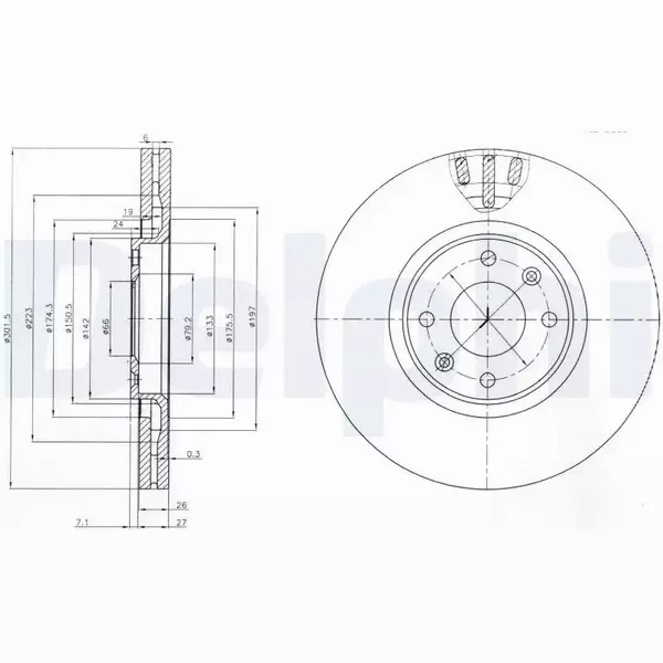 DELPHI TARCZE+KLOCKI PRZÓD CITROEN C4 I 302MM 