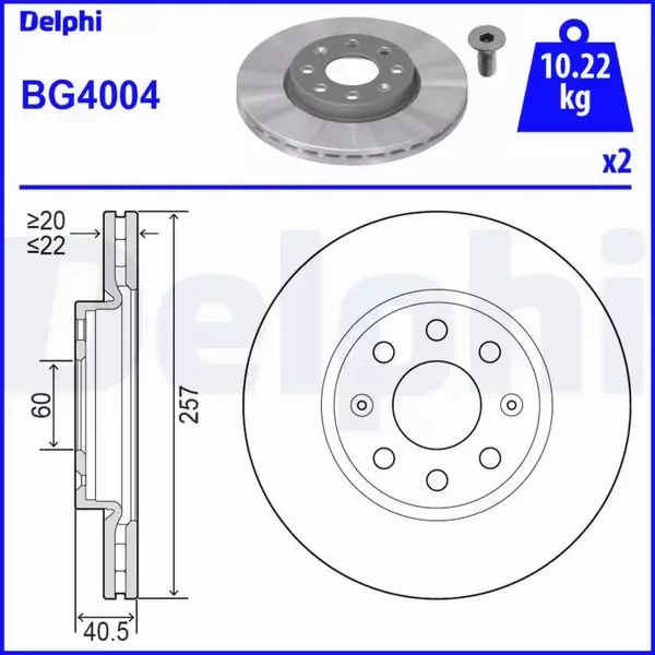 DELPHI TARCZE HAMULCOWE PRZÓD BG4004 