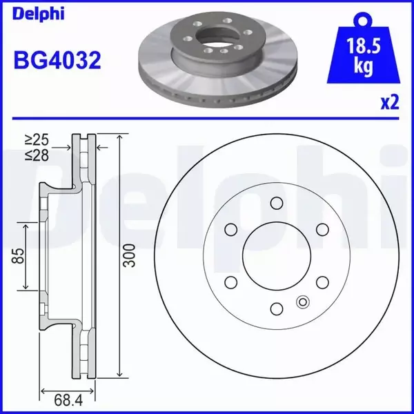 DELPHI TARCZE HAMULCOWE PRZÓD BG4032 