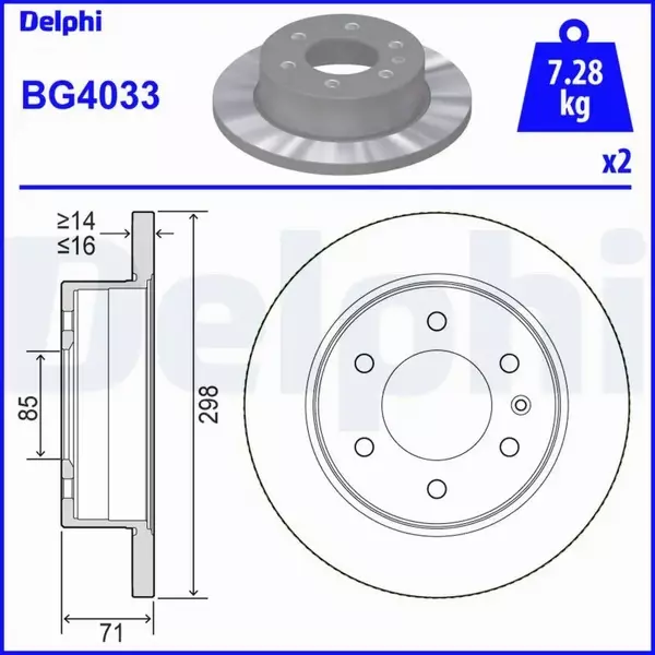 DELPHI TARCZE HAMULCOWE TYŁ BG4033 