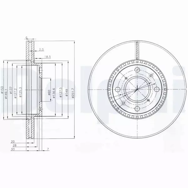 DELPHI TARCZE HAMULCOWE PRZÓD BG4049C 