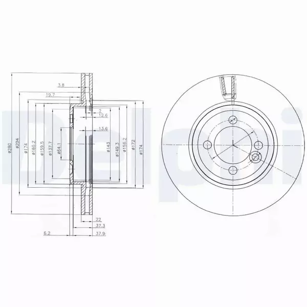 DELPHI TARCZE HAMULCOWE PRZÓD BG4146 